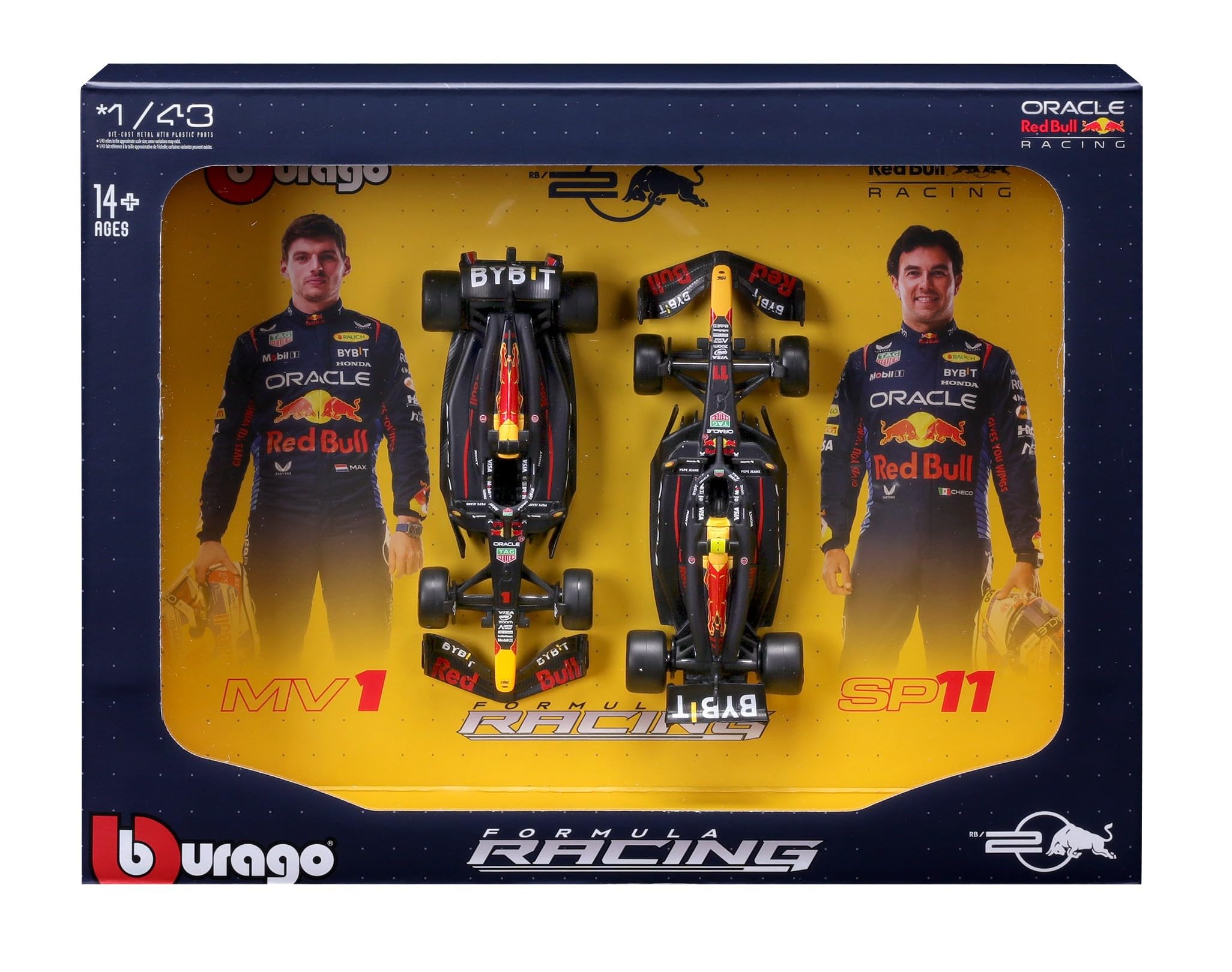Bburago F1 Formula 1 RED BULL RACING RB20 (2024), VERSTAPPEN AND PEREZ 2 Pack, 1:43 Scale