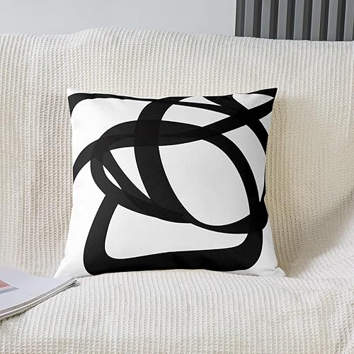 Miniatura 2 de jejeloiu Juego de 2 fundas de almohada en blanco y negro de 20 x 20 pulgadas, fundas de almohada decorativas geométricas suaves para niños, para