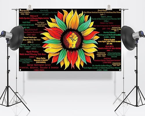 Miniatura 5 de Nepnuser Telón de fondo para cabina de fotos del mes de la historia negra, decoración de fiesta nacional afroamericana, decoración de girasol,