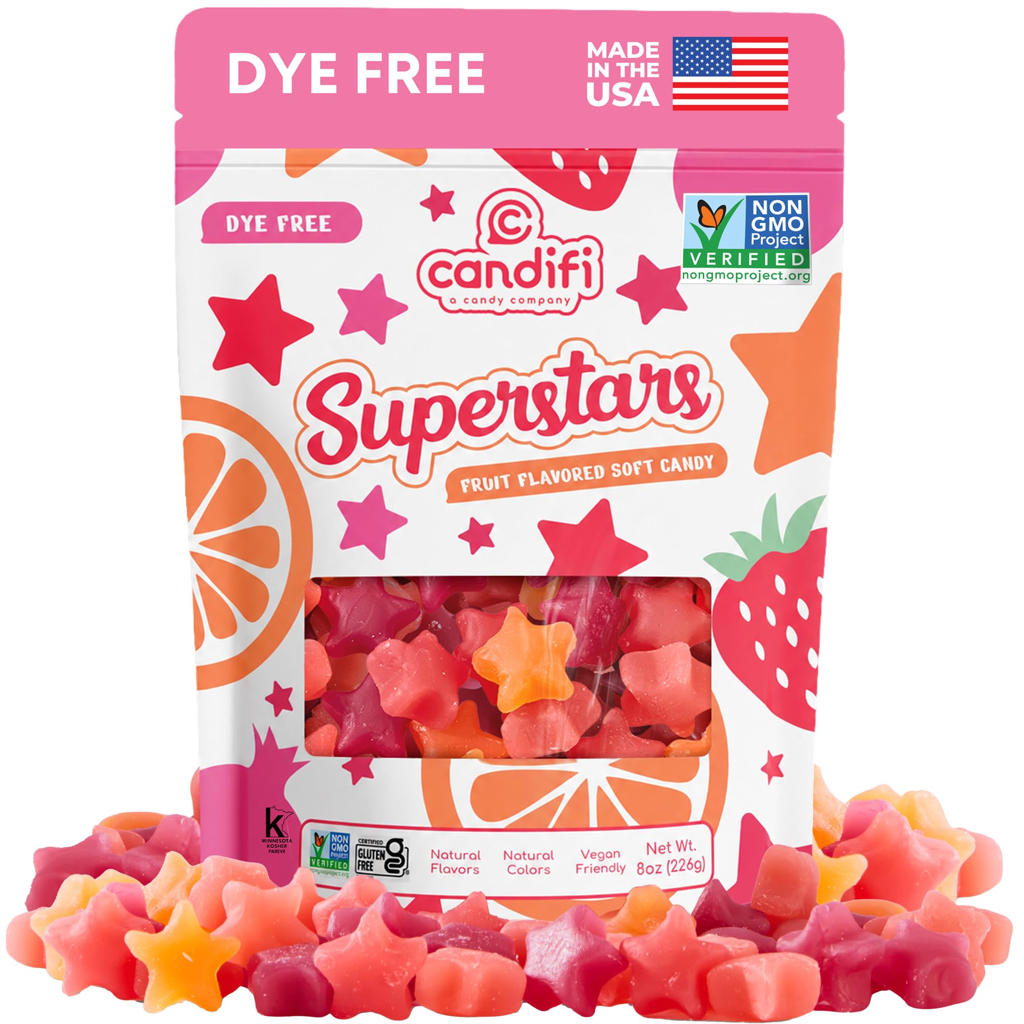 hakkacandylandページ Amazon.com : Candifi Dye Free Candy - Superstars Gummy Stars (8 oz