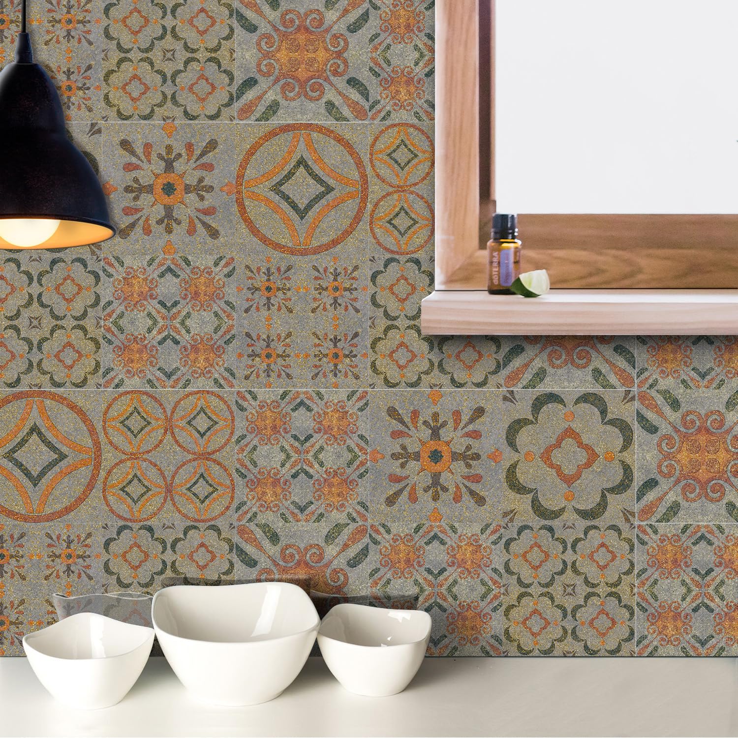 Tile Stickers， Wall Tiles Stickers, DIY Bathroom Kitchen Self Adhesive Tile Pattern 10 pcs(10 Pcs/20x20cm)