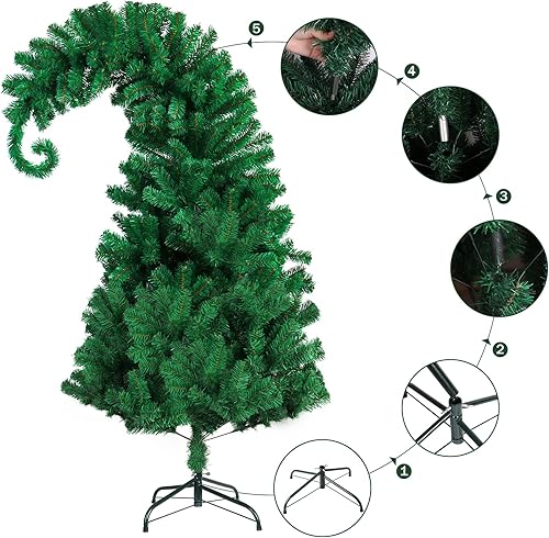 Miniatura 3 de CCINEE Árbol de Navidad de pino de 5 pies con soporte de metal sólido, árbol verde artificial de Papá Noel, decoraciones de Navidad para fiestas