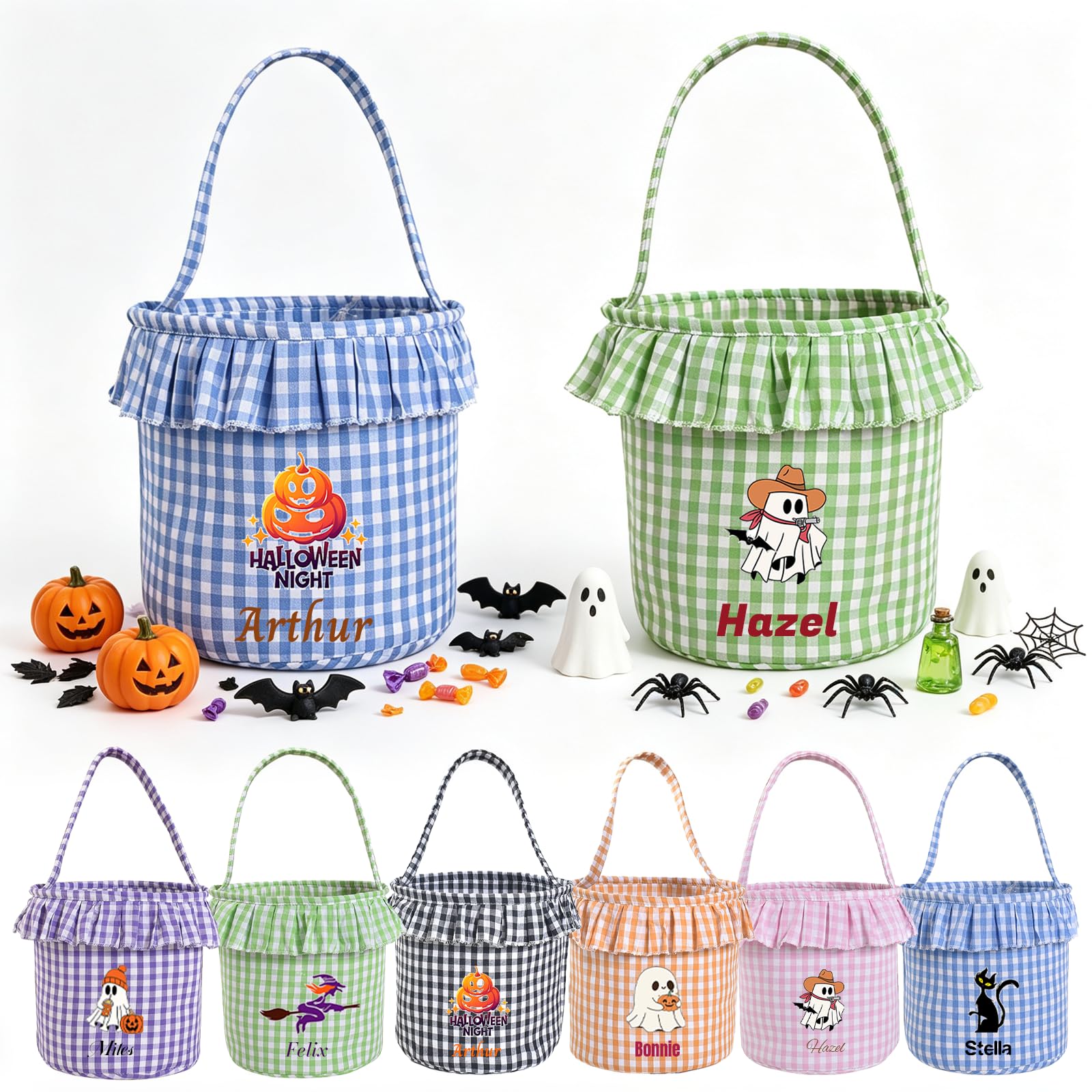 Personalised Halloween Basket, Custom Name Trick or Treat Bucket