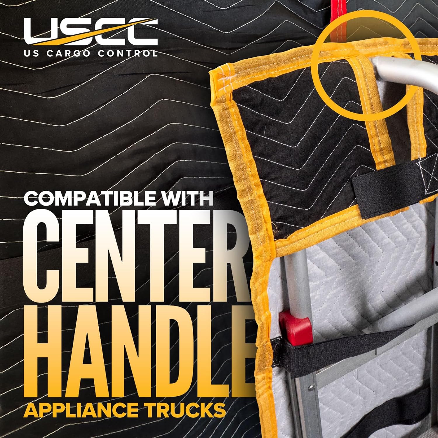 US Cargo Control Quilted Hand Truck Cover 50" x 16". Squared Top Hand Truck Pad with Hook and Loop Straps, Padded Cotton/Polyester Quilted Furniture Pads for Moving, Storage, Deliveries (Pack of 4)