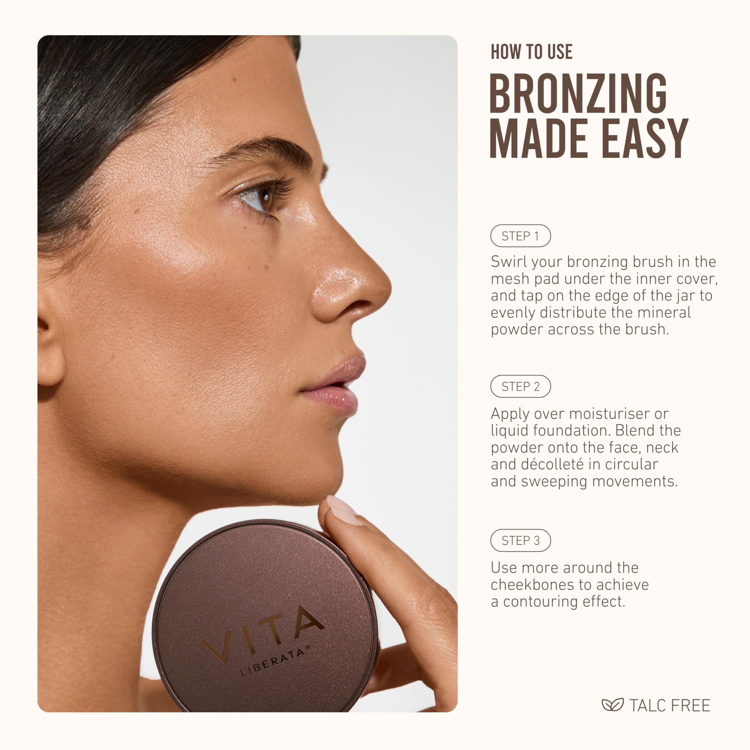 VITA LIBERATA Trystal - Polvere minerale abbronzante sfusa n. 2, tonalità Sun Kiss, bronzer e contorno per un bagliore naturale baciato dal sole, senza parabeni, adatta per pelli chiari/medie, vegana