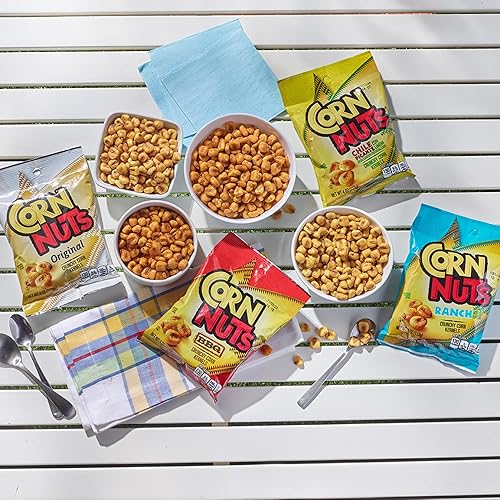 Miniatura 6 de Paquete variado de nueces de maíz, barbacoa, rancho y chile Picante, bolsa de 4 onzas, 2 de cada uno (paquete de 6) con clip para bolsa By The Cup