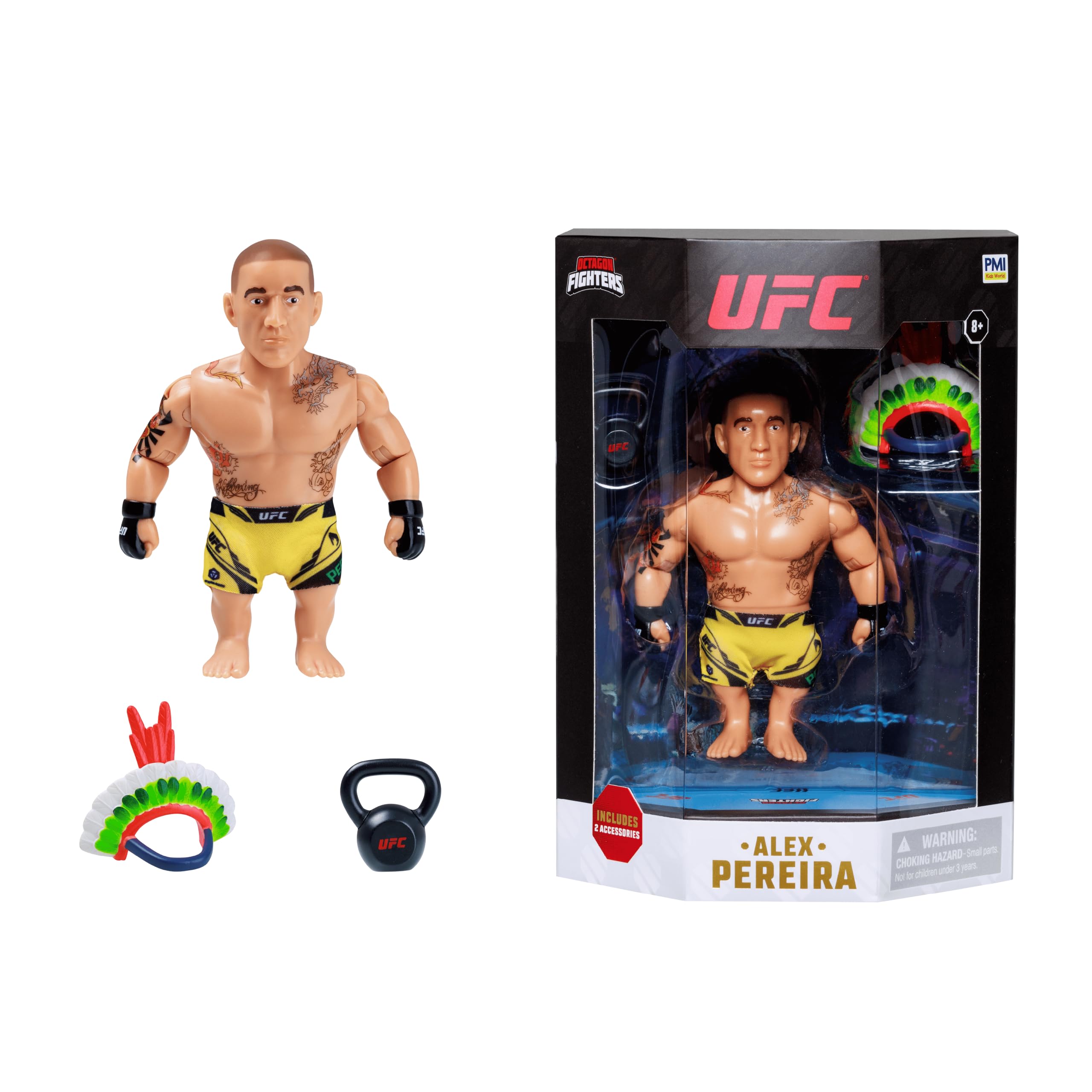 UFC 4.5-Inch Articulated Action Figure – Alex Pereira with Accessories | Official UFC Collectible by PMI | 1 Pack Window Box | 4 Fighters to Collect