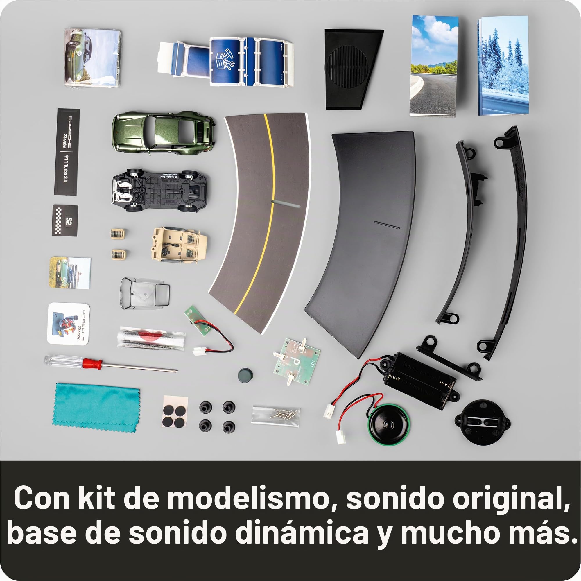 FRANZIS Calendario de Adviento Porsche 911 Turbo 67233 escala 1:43 módulo de sonido libro 52 páginas