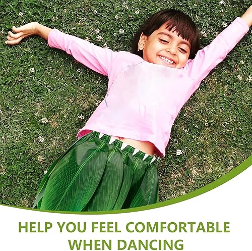 Miniatura 7 de LUOZZY Falda de hoja hawaiana Hula de hoja tropical, falda hula de hierba verde, falda de hula hawaiana disfraz hawaiano Halloween Luau suministros