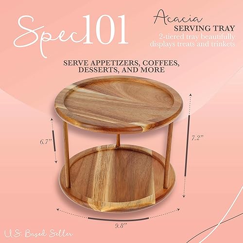 Miniatura 3 de Bandeja redonda para servir – Bandeja de servir de 2 niveles para postres, galletas, té, especias y bandeja para servir aperitivos