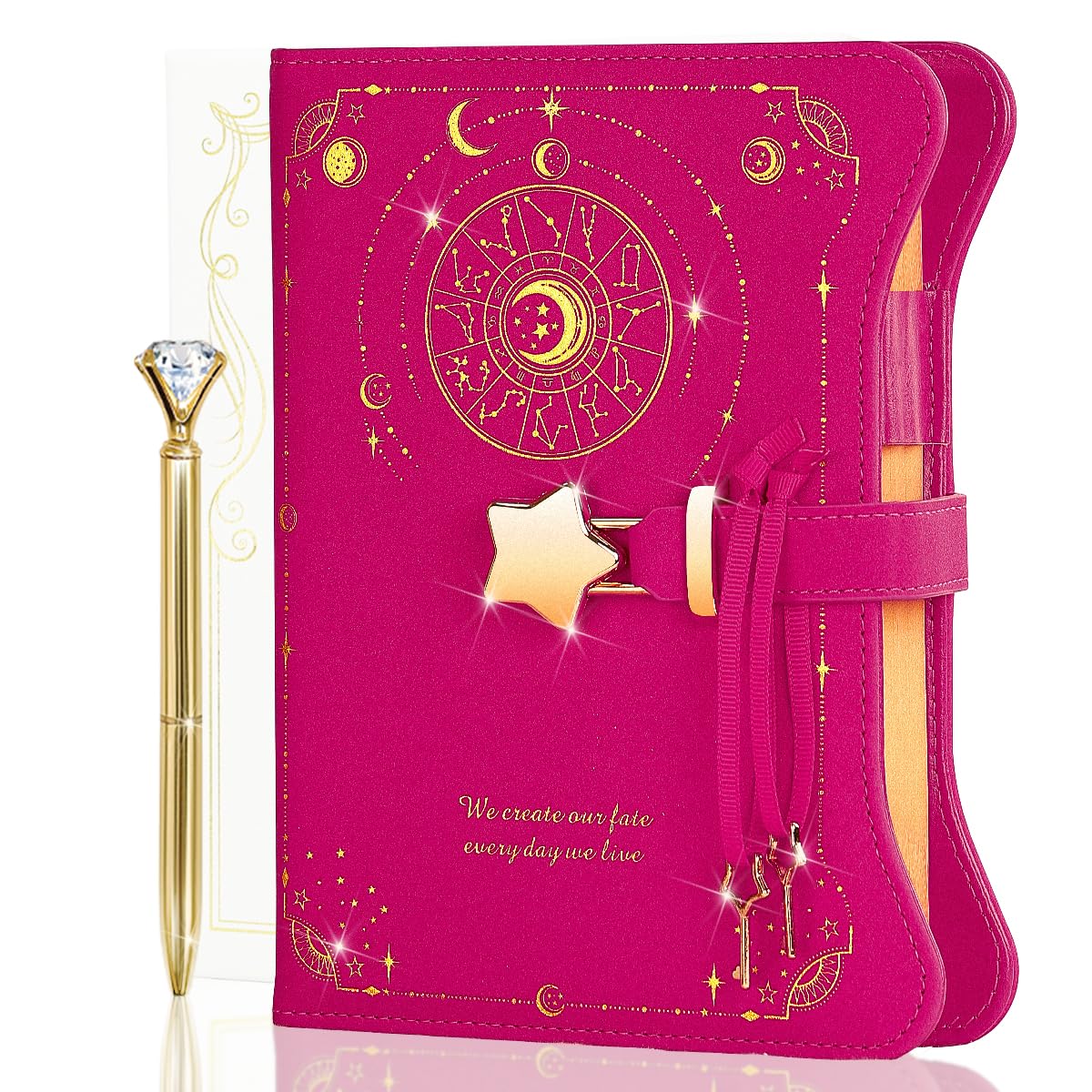 Diary with Lock and Keys for Girls and Women, Locking Diary for Gift Ideas with Gift Box and Pen and Bookmark, Journal for Women with 360 Kraft Pages,