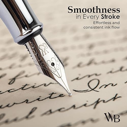 Miniatura 4 de Wordsworth & Black Juego de pluma estilográfica cromo negro, punta extrafina, incluye tinta de bolígrafo de 1.7 fl oz negro, 24 cartuchos de tinta,