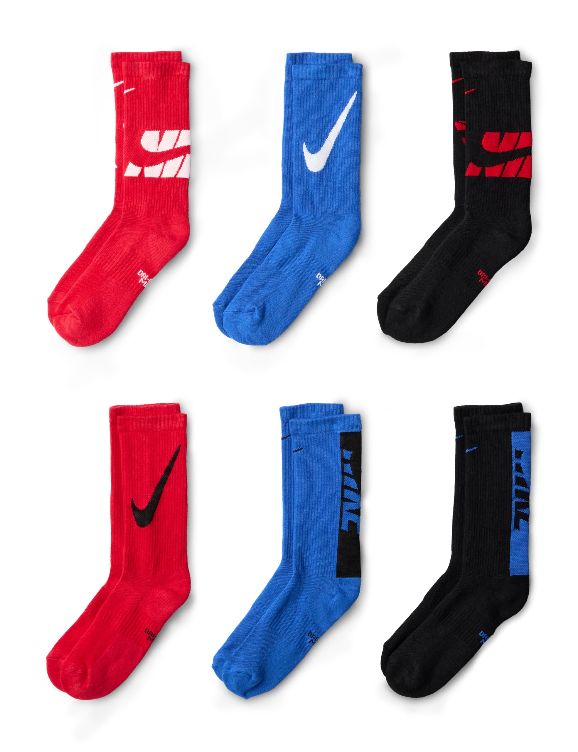 Nike Unisex Kids' Everyday Cushioned Crew Socks (6-Pack) | Boys and Girls