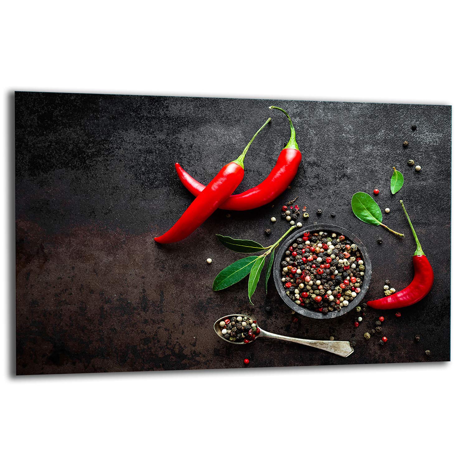 TMK Copri Piano Cottura In Vetro Temperato 80x52 Cm Chilli - Paraschizzi, Tagliere E Sottopentola Decorativo