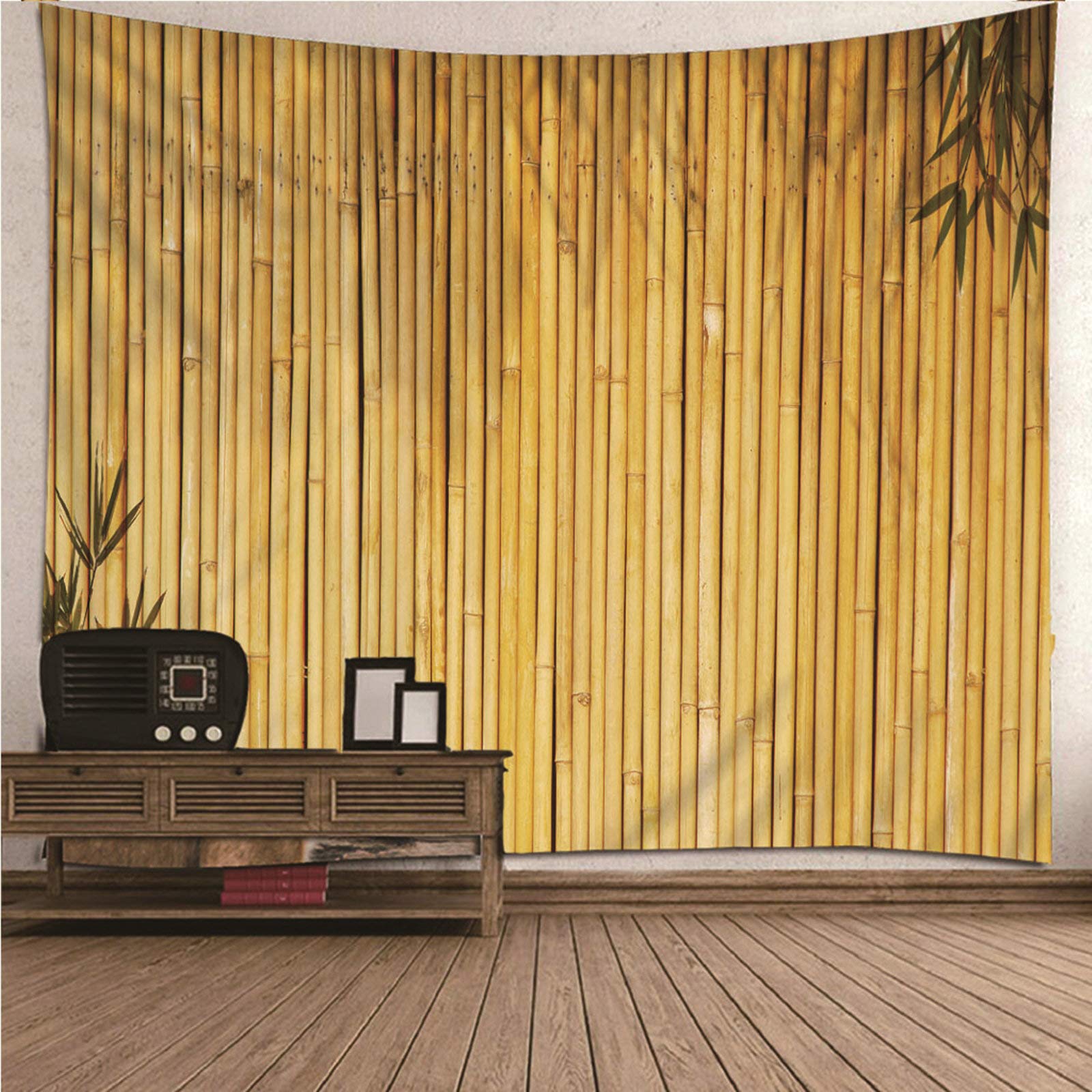 Tapiz de pared de bambú beige KnSam para crear un salón relajante y acogedor
