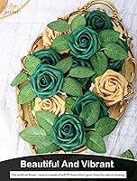 Vista 4 de 25 piezas Flores Artificiales, Rosas de Espuma Artificiales de Tacto Real Decoración Bricolaje para Boda Dama de Honor Ramo Nupcial Centros de Mesa