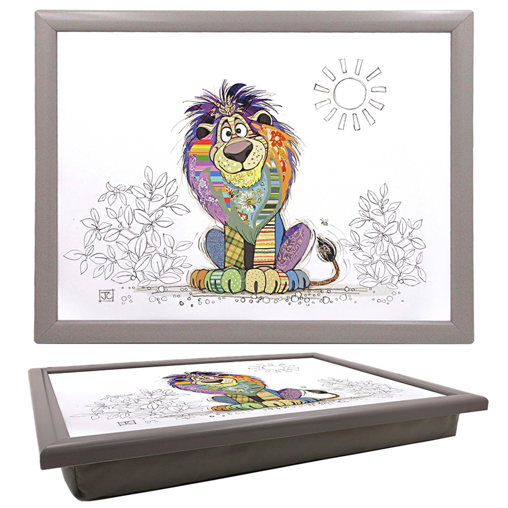 The Leonardo Collection Bug Art - Lion 'Louis' Lesser & Pavey Bug Art Louis Lion Laptray For Food Serving & Breakfast | Comfortable Lap Trays With Bean Bag Cushion For Snacks & Dinner | Durable Serving Tray For Eating On Lap For Adults