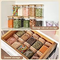 Vista 3 de 6oz Glass Spice Jars with Bamboo Lid and Label, 12 Pack Square Glass Container, Small Food Storage Containers for Kitchen, Clear Empty Seasoning Jar