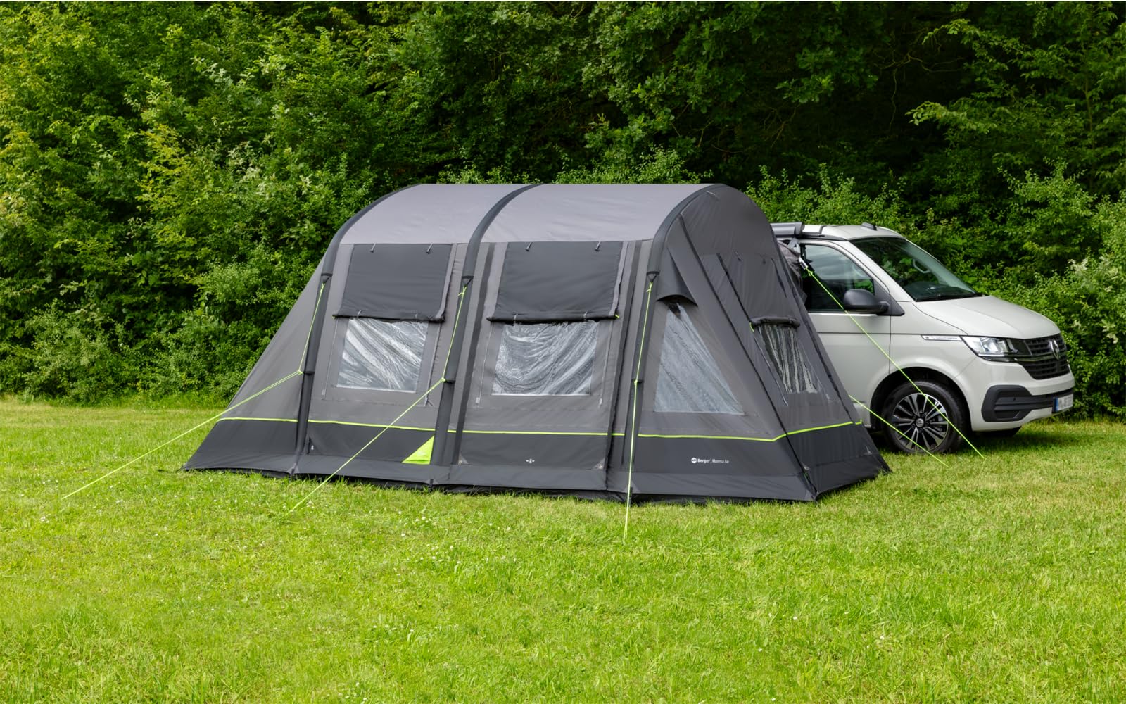 BERGER Morena Air Busvorzelt | Camping Autozelt mit Stehhöhe | Wohnmobil Vorzelt für zusätzlichen Wohnraum, aufblasbar mit eingenähtem Boden | Rahmenlose Konstruktion, Anbauhöhe 180–220 cm
