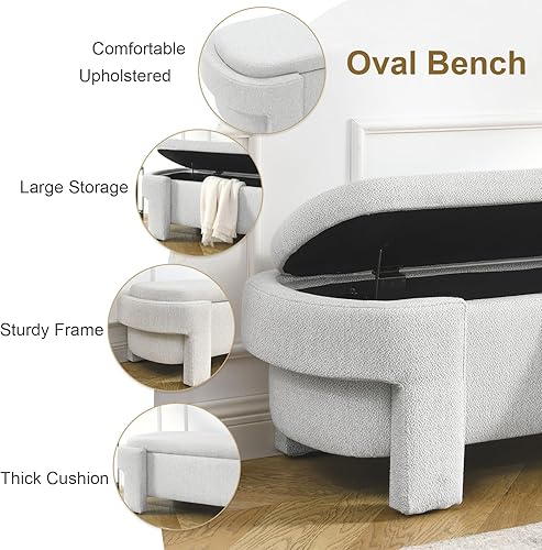 Miniatura 6 de Polibi Banco tapizado con gran espacio de almacenamiento, banco otomano de almacenamiento para el extremo de la cama, para sala de estar, entrada y
