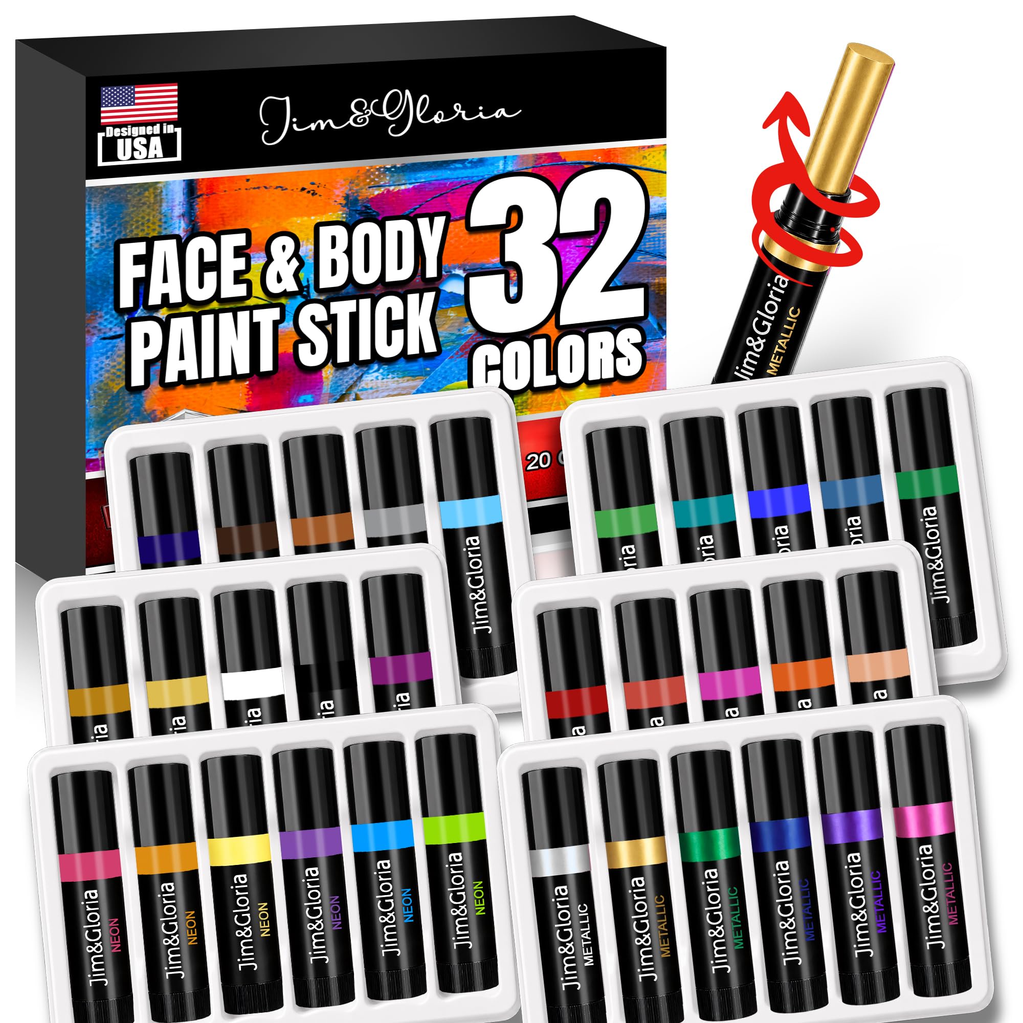 Amazon.com: Jim&Gloria Face Paint Kit Bulk 32 Professional Face