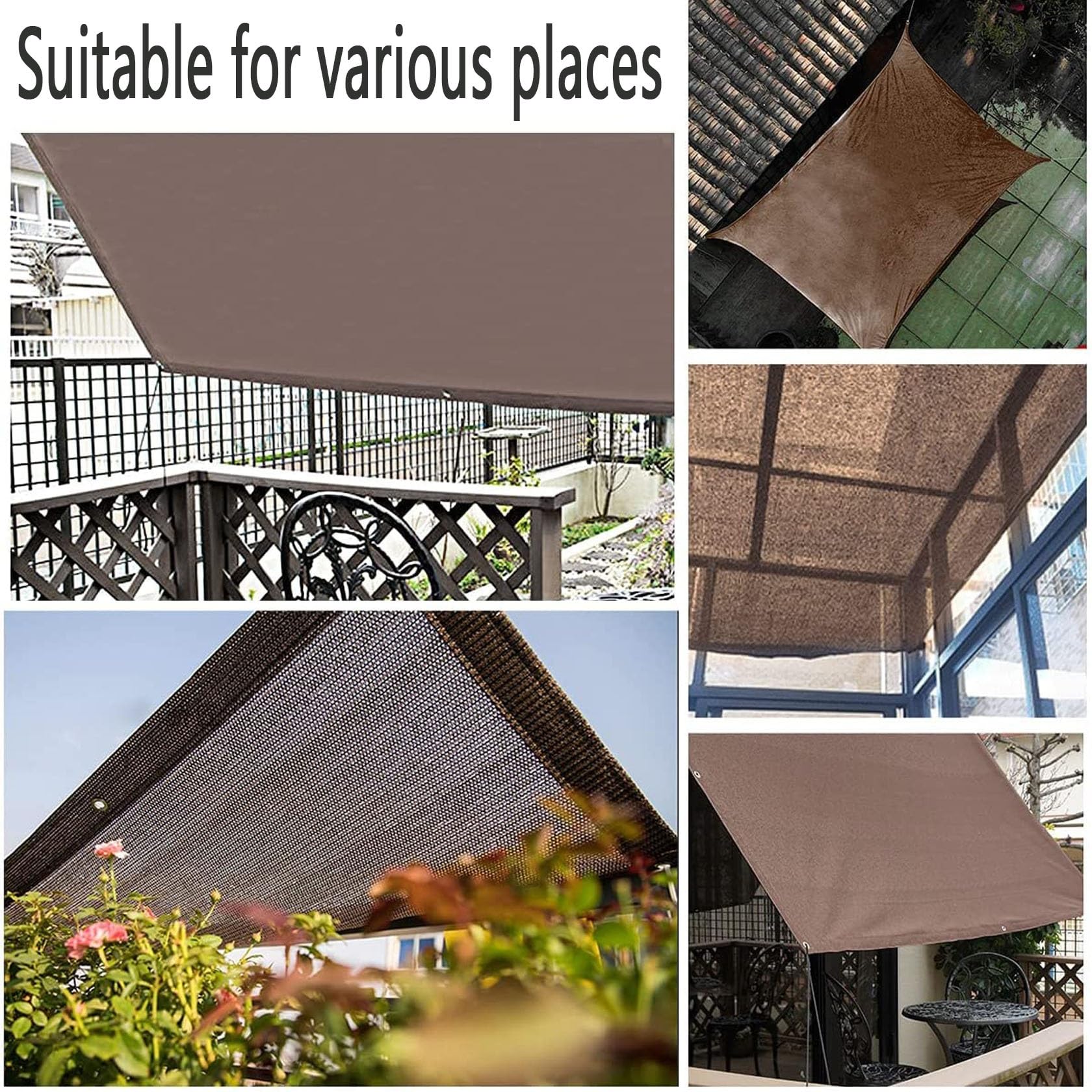 Sonnensegel Rechteckig 10x10 Meter | HDPE Mit UV-Schutz, Dunkelgrün, Mit Spannseilen Für Garten & Terrasse