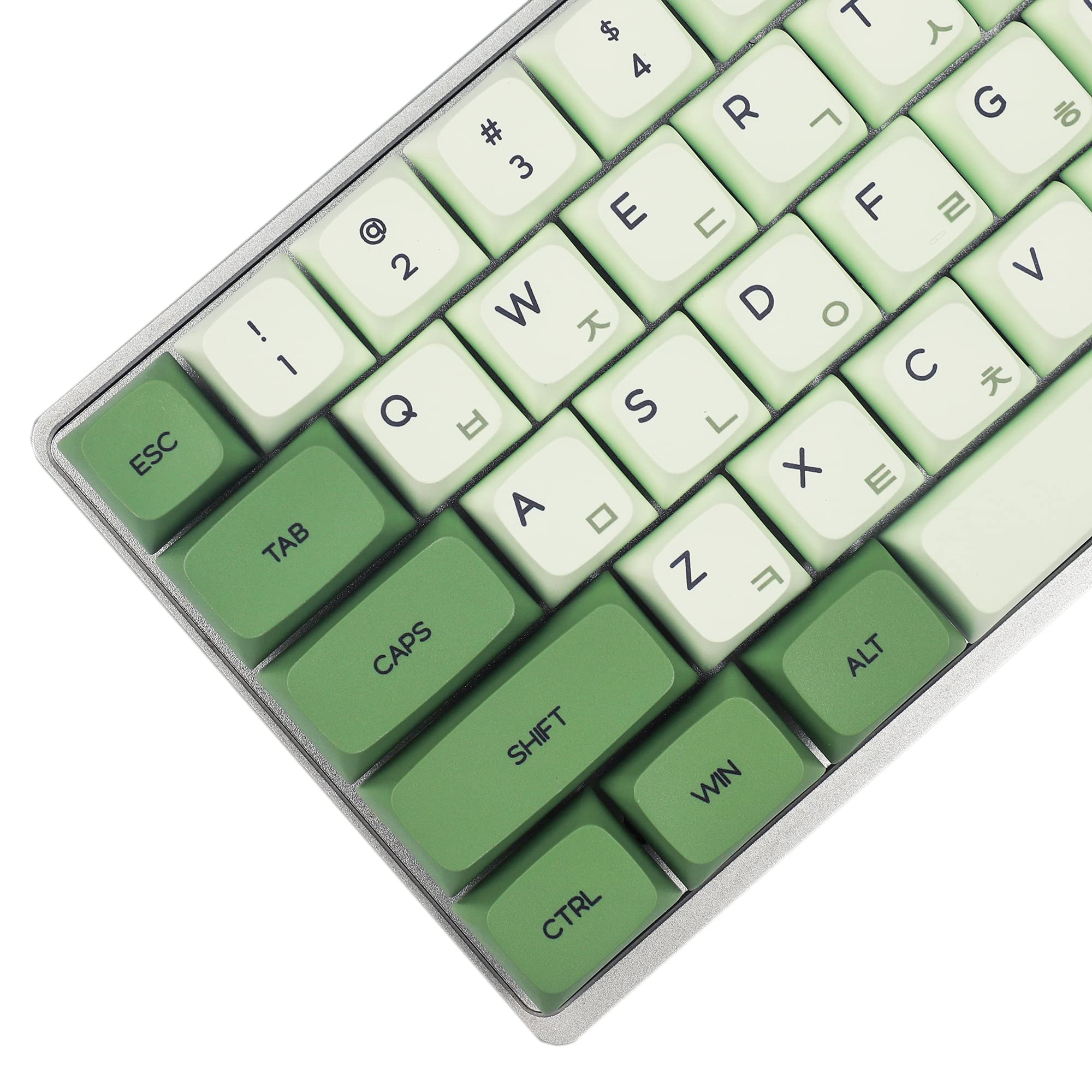 YMDK Matcha 3.0 Dye Sub ZDA PBT Keycap Similaire à XDA Japonais Coréen Russe pour MX Split Keyboard 104 87 61 Melody 96 KBD75 ID80 GK64 68 (clavier uniquement) (Matcha Korean Kit 3.0)