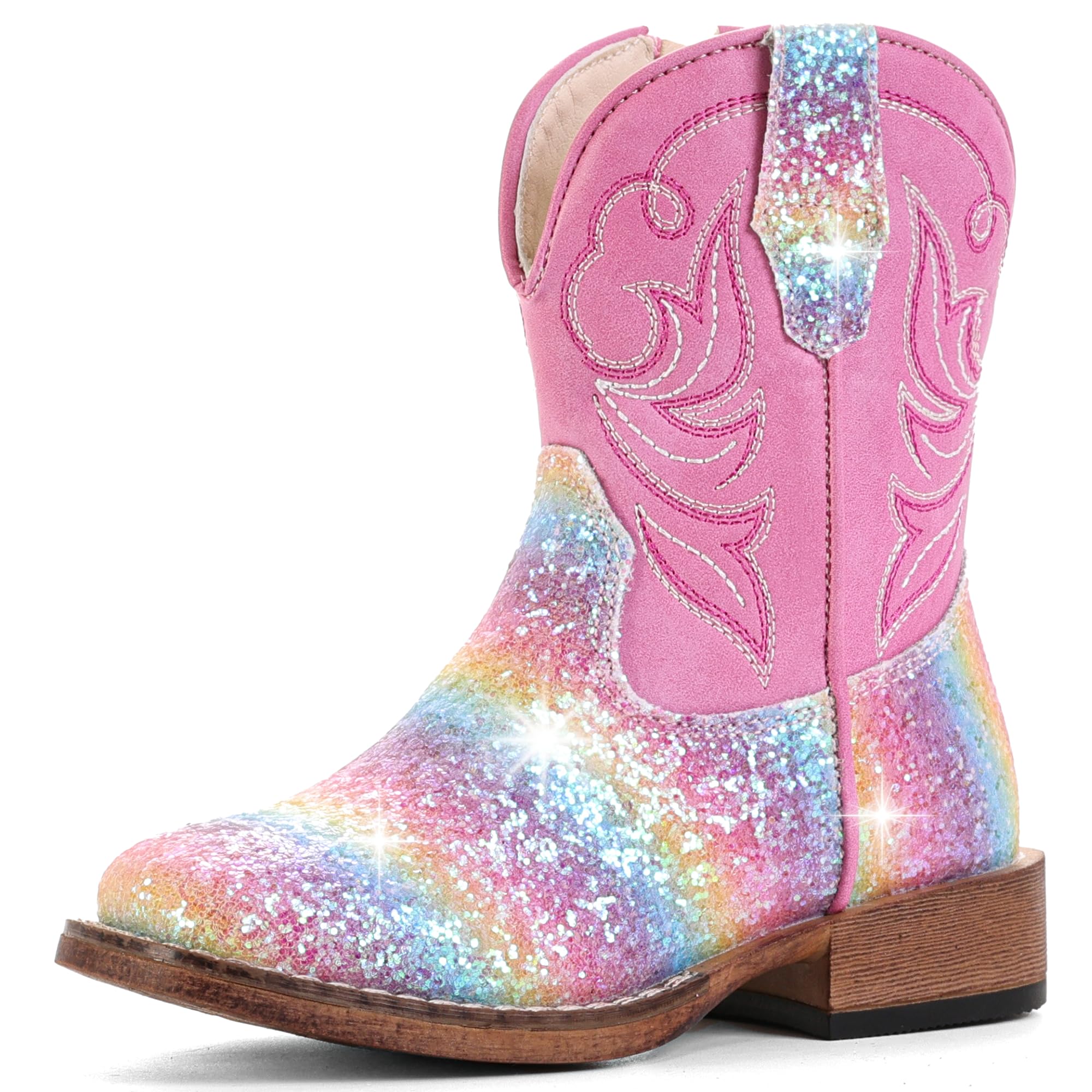Girls Cowgirl Boots Toddler Boys Cowboy Boots for Kids Western Square Toe Riding Mid Calf Boot — view 9