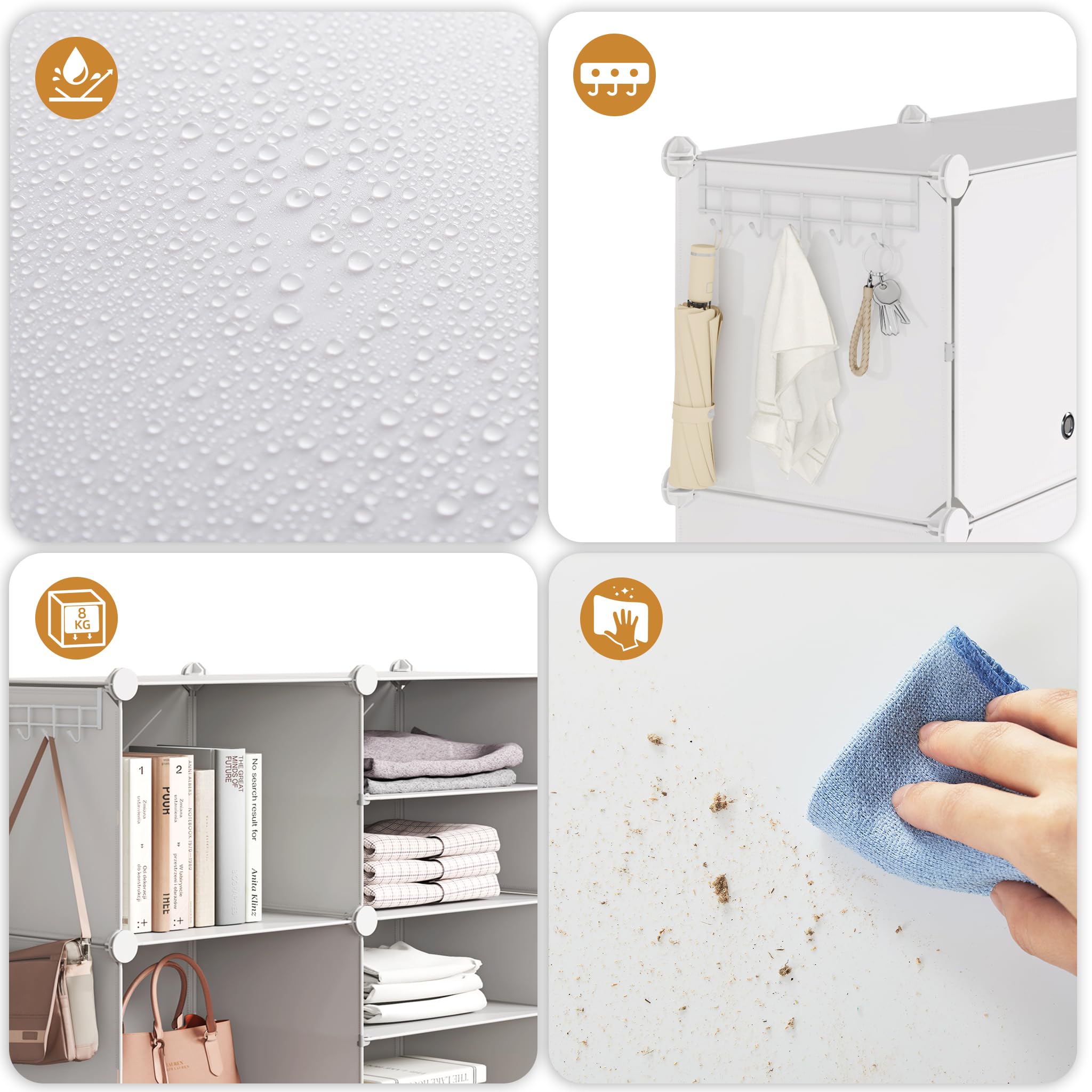 Mondeer Schuhregal, 8-stufiger Kunststoff Schuhschrank, Modulares Schuhaufbewahrung, Staub- und Wasserabweisend, Platzsparendes, hält 32 Paar Schuhe für Foyer, Schlafzimmer, Wohnzimmer, Weiß