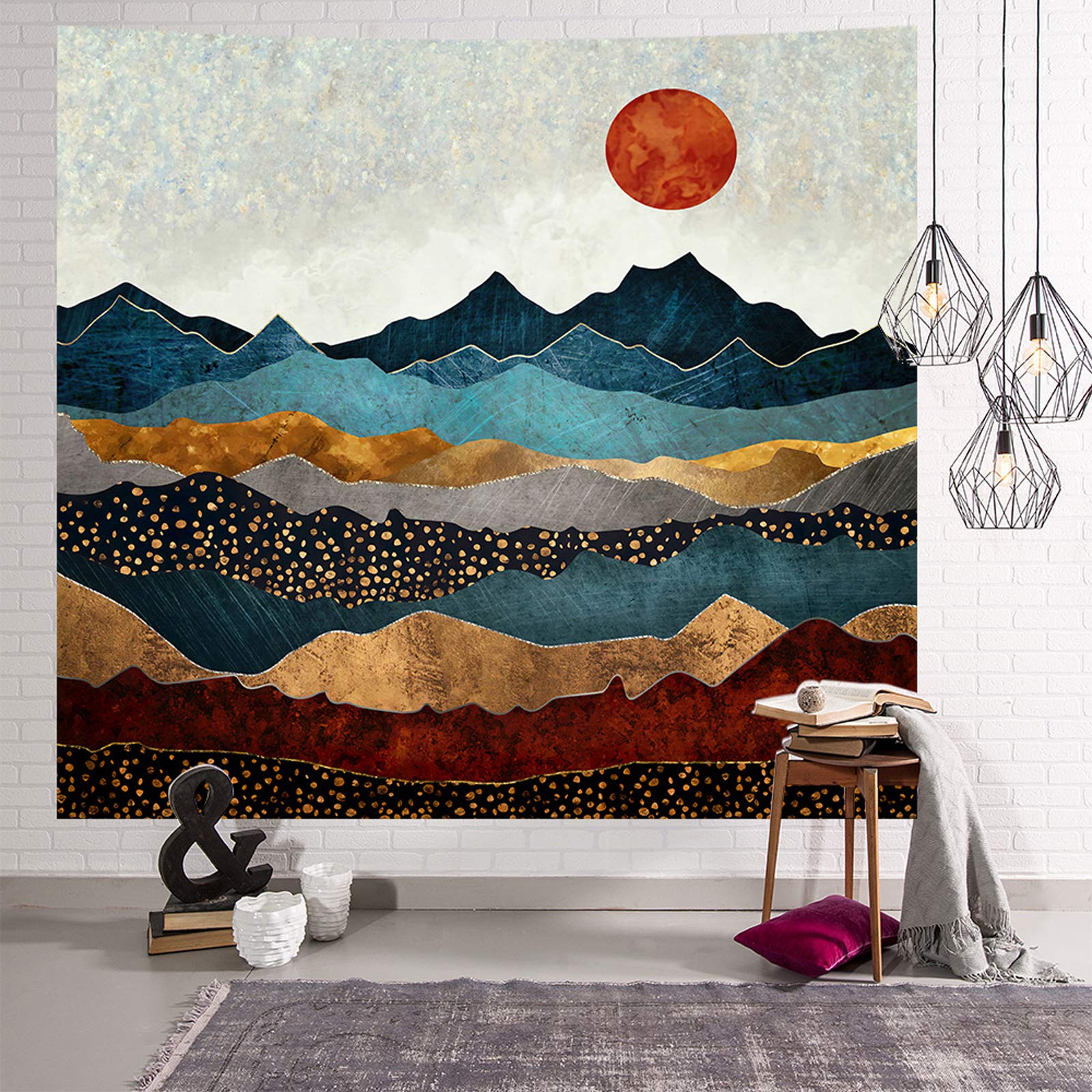 Mesnt Bosco Arazzo, Tappeto Parete Camera da Letto, Natura Paesaggio Arazzo Psichedelico da Appendere alla Parete per Studio, Camera da Letto, Soggiorno, Dormitorio, Verde, 200x200cm