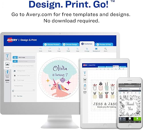 Miniatura 4 de Avery Etiquetas redondas blancas de alta visibilidad con alimentación segura, permanentes, 1-23 pulgadas, paquete de 2, 1,200 etiquetas en total