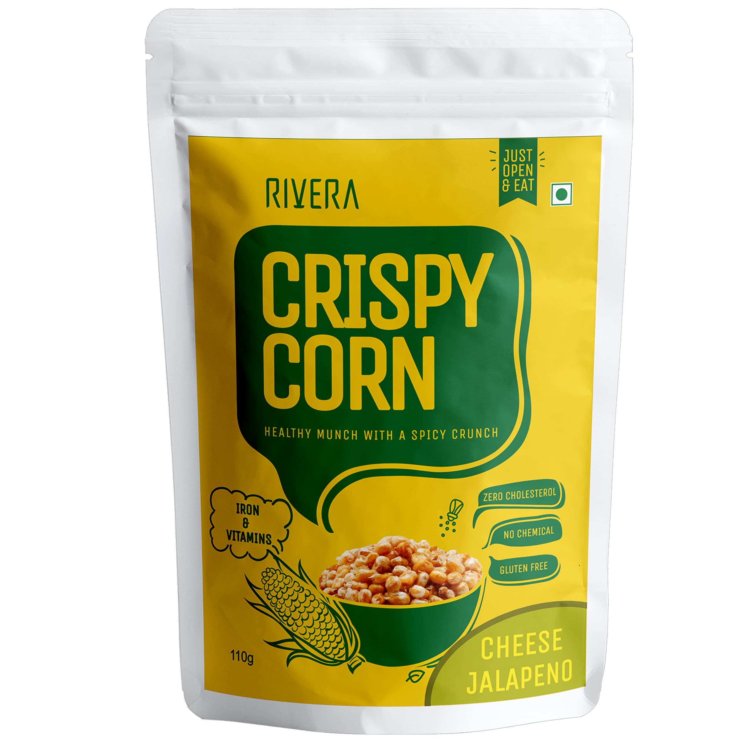 Rivera Crispy Corn, Pack of 2(Cheese Jalapeno)-87g Each | High Iron Snacks | Zero Cholesterol| Zero Trans Fat | Healthy Snacks - Image 2 thumbnail