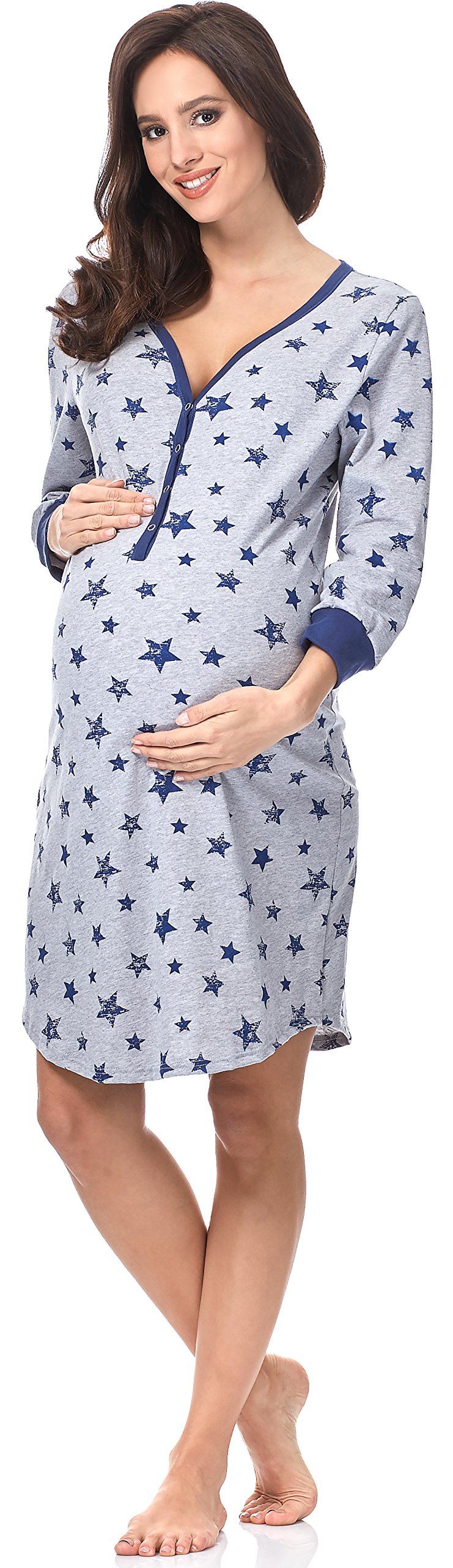 Italian Fashion Camison Lactancia Hospital | Ropa Premama Embarazada | Ropa Embarazada Mujer con Botones | Camison Hospitalario Mujer | Bata Maternidad Hospital S-XXL — view 7