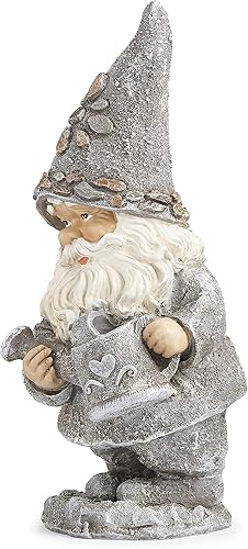 Miniatura 3 de Roman Giftware Inc., colección Pudgy Pals, gnomo de guijarro con estatua de hervidor, 14 pulgadas de alto, decorativo, regalo de jardín, decoración