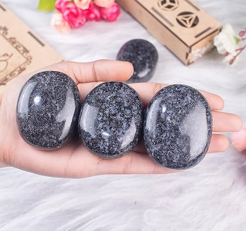 Miniatura 8 de Crocon Gabbro índigo de 1.969 in, piedra de palma grande de 900 quilates, piedras de preocupación de masaje de bolsillo para equilibrio natural de