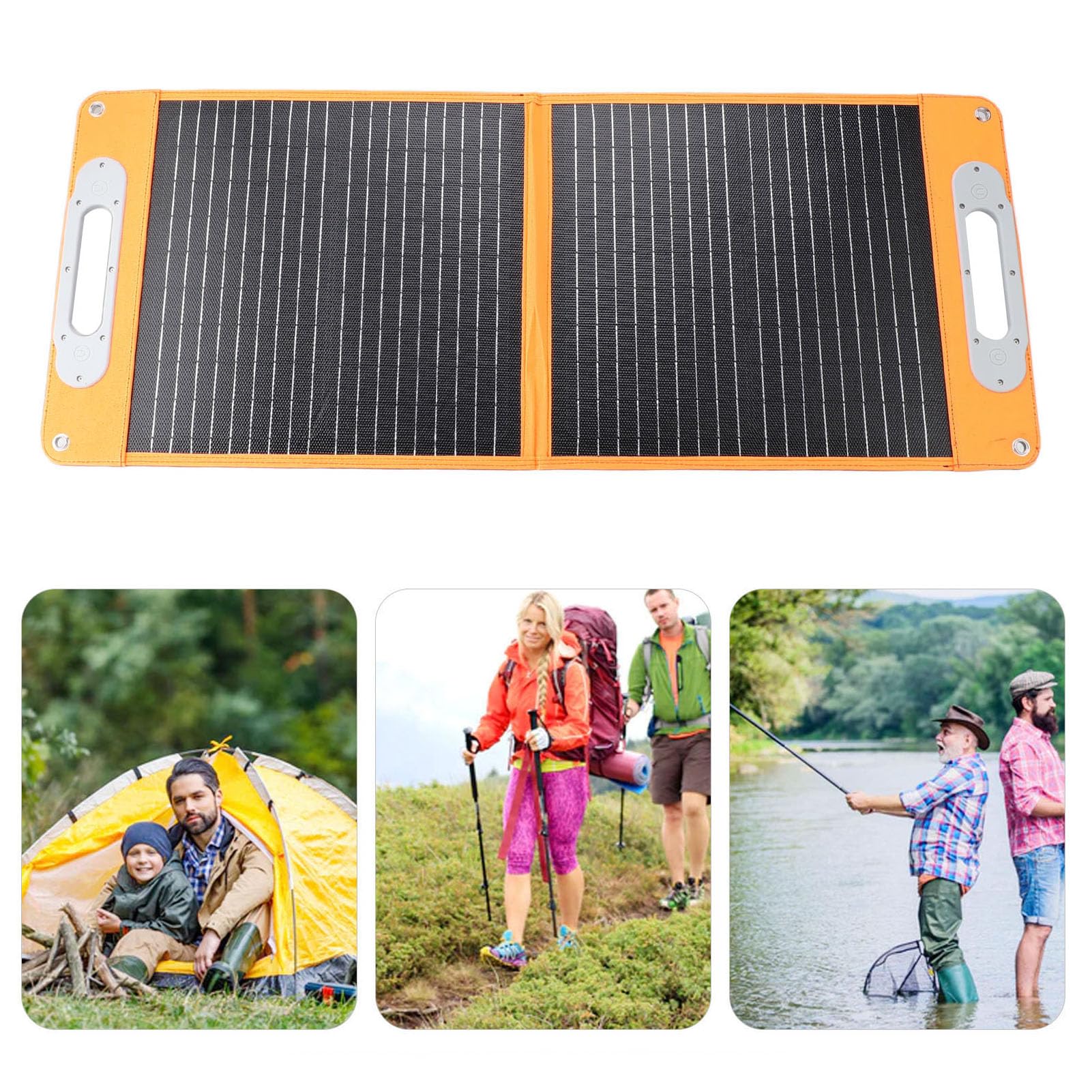 Eujgoov Chargeur de Panneau Solaire Pliable 60W pour la Voiture Téléphonique pour Ordinateur Portable 12V, Chargeur de Panneau Solaire Pliant Portable pour le Camping et L'alpinisme
