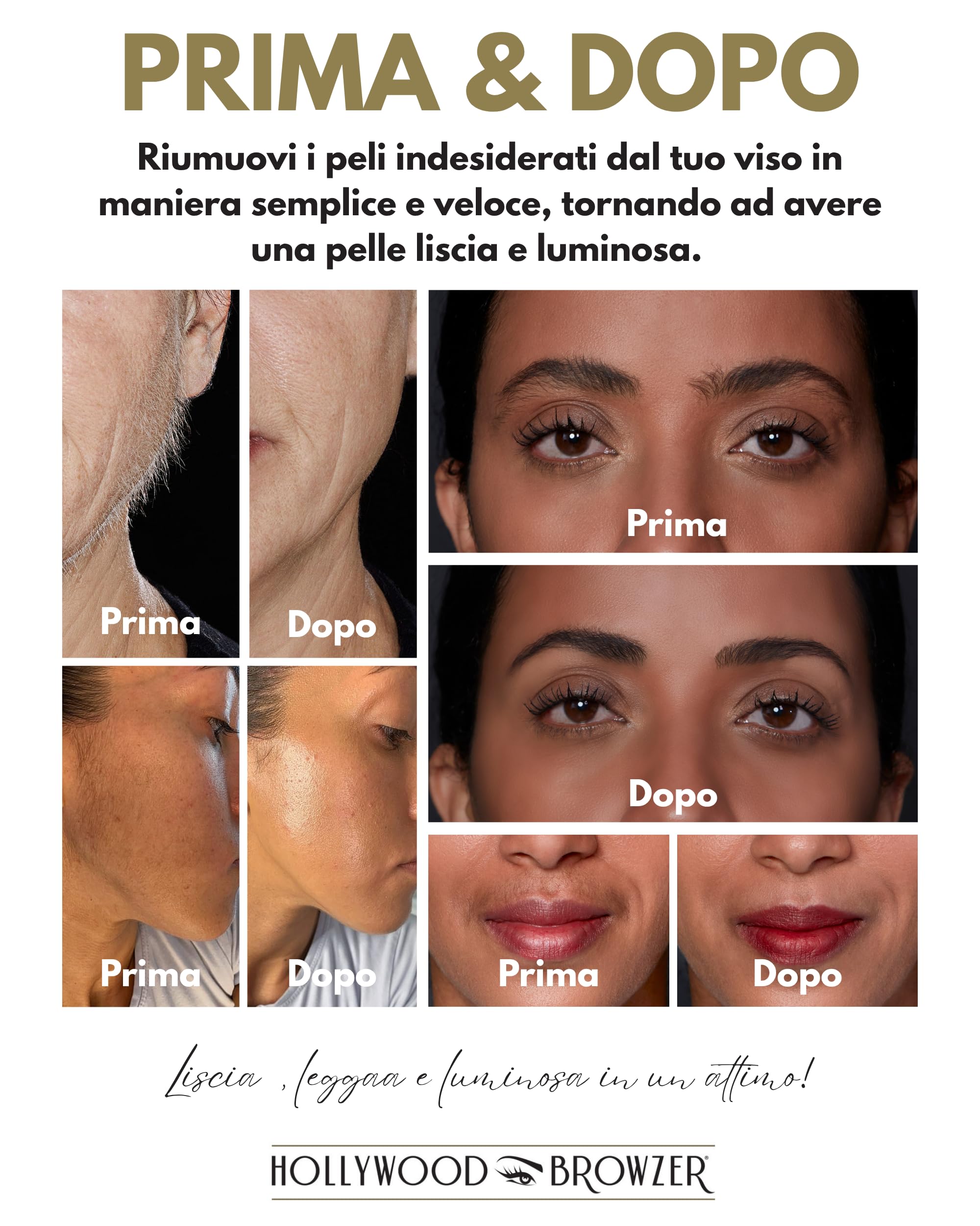 Hollywood Browzer Dermaplaning - Rasoio per viso, modellatura delle sopracciglia, rimozione di peli indesiderati e peluria di pesca, strumento esfoliante per donne, rasoio per il viso da donna,