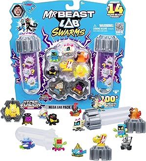 Swarms Series 3, Hyper Fusion Series, 14 Pack Collectible Micro Beasts, 14 Collectible Stickers & 4 Fusion Caps to Build Out Your Own MrBeast Lab - Milk Bones