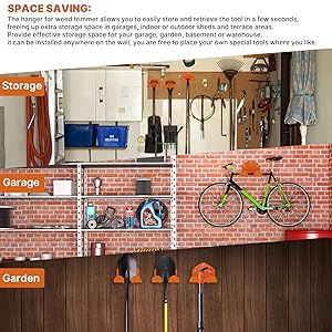 Flexi Rods Garage Organizer Wall Hanger - Garden Tool Rack for Grass Trimmer, Hedge Trimmer, Garage Tools, 1 Pack