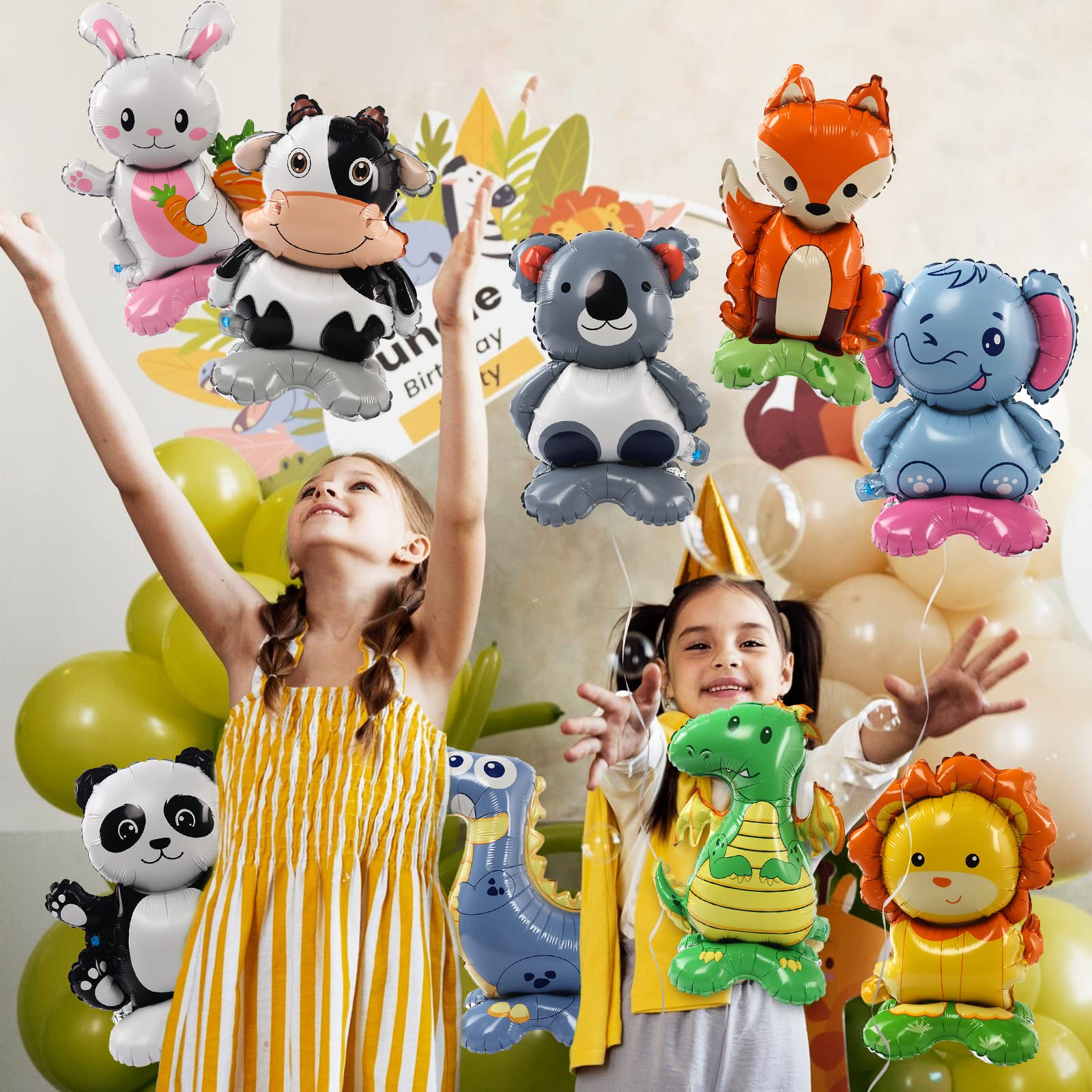 9er-Set Tier-Folienballons Für Dschungel-Party: Elefant, Panda, Löwe & Mehr – Bunte Dekoration Für Kindergeburtstag & Feiern
