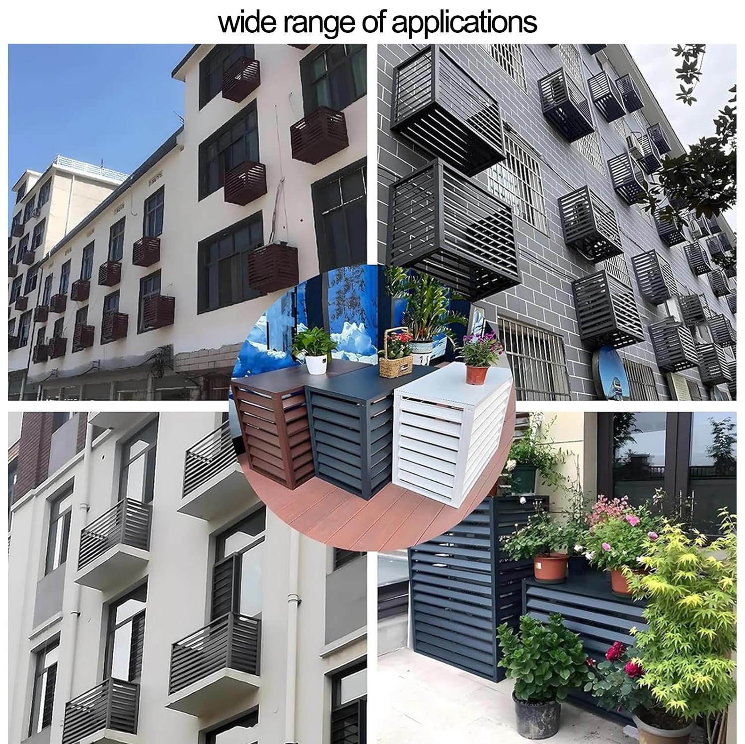 120 * 150 * 70cm copertura per aria condizionata esterna in alluminio Schermo per La Privacy Recinzione per Pattumiera, copertura motore condizionatore esterno per guardrail aria condizionat