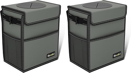 Miniatura 9 de K KNODEL Basurero impermeable para automóvil con tapa, bolsa de basura a prueba de fugas, contenedor colgante para mujeres (rosa, mediano)