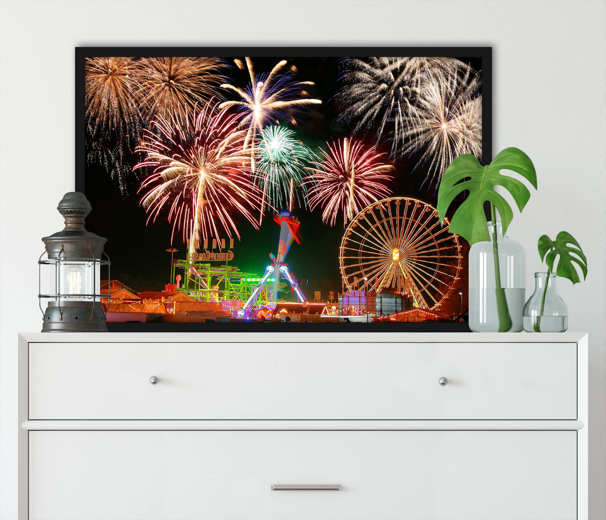Poster con cornice portafoto a forma di ruota panoramica di Capodanno, 100 x 70 cm