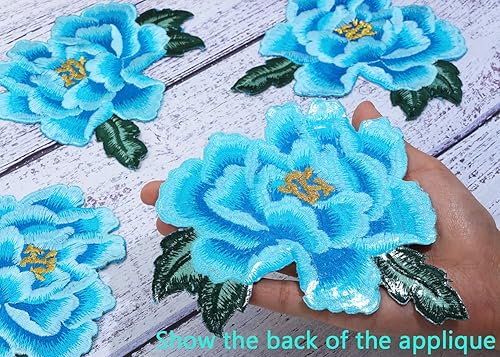 Miniatura 3 de Mini Skater Parche bordado floral de peonía para planchar o coser, parche decorativo para ropa, chaquetas de mezclilla, camisetas, vestidos,