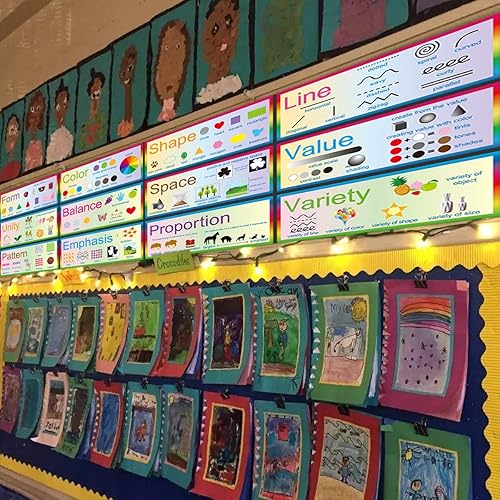 Miniatura 5 de Fancy Land Elementos de arte Principios de diseño 16 carteles artísticos 7 x 17 carteles educativos Decoración de aula
