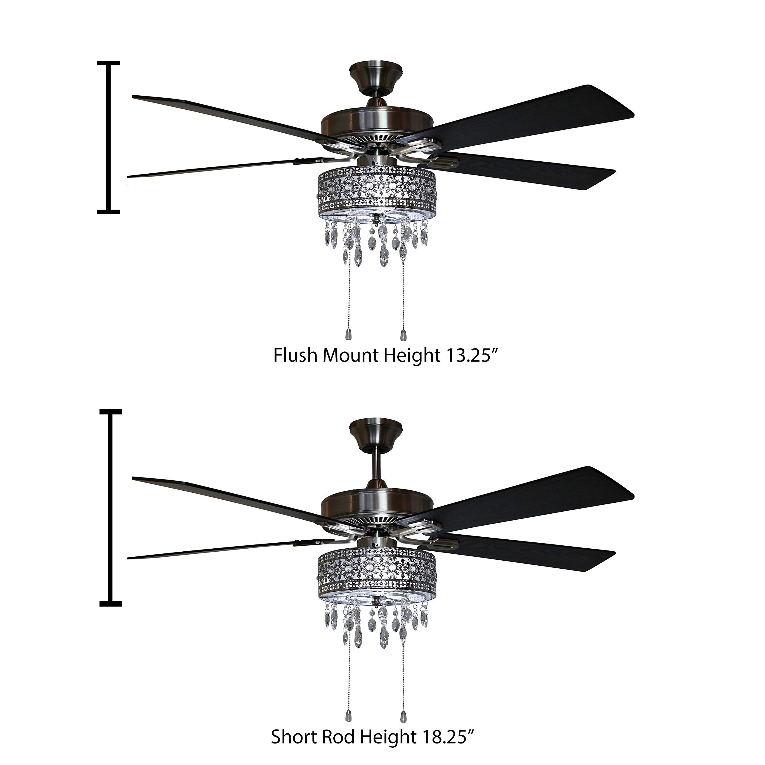 River of Goods LED Ceiling Fan with Crystal Chandelier 52" L x 52" W