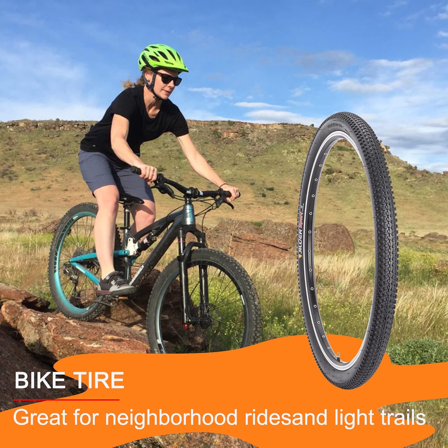 Replacement Bike Tire -26’’x1.95’’,26’’x2.25’’, 27.5’’x2.1’’, 27.5’’x2.2’’, and 29’’x2.2’’ Durable Folding Mountain Bike Tire - 60 TPI Bicycle Tires for Mountain Bike Bicycle