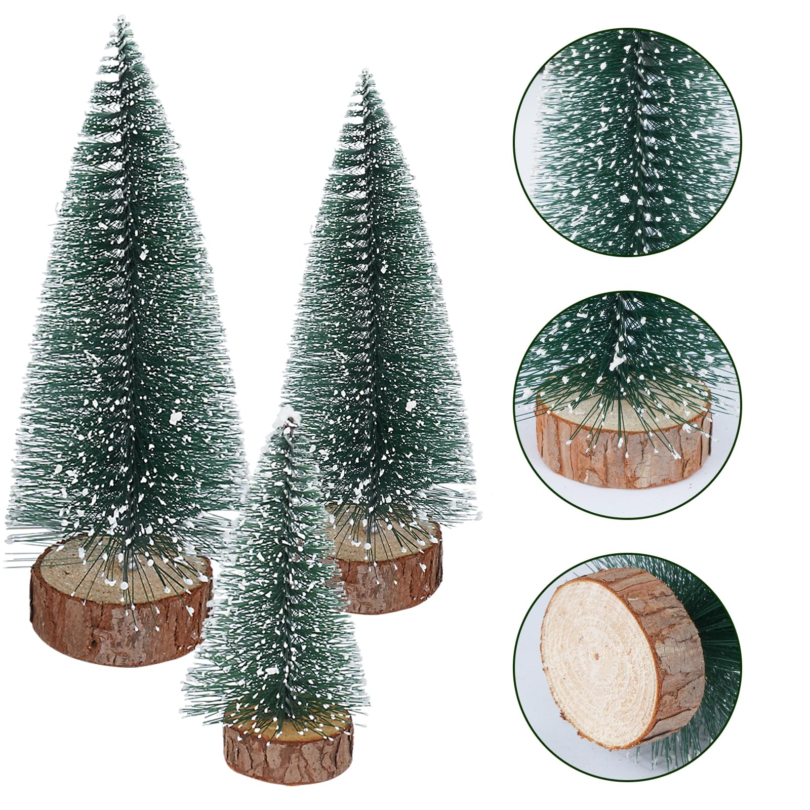 Set 9 Mini Alberi Di Natale Con Neve – 10/15/20 Cm, Base In Legno, Decorazione Tavolo - 2
