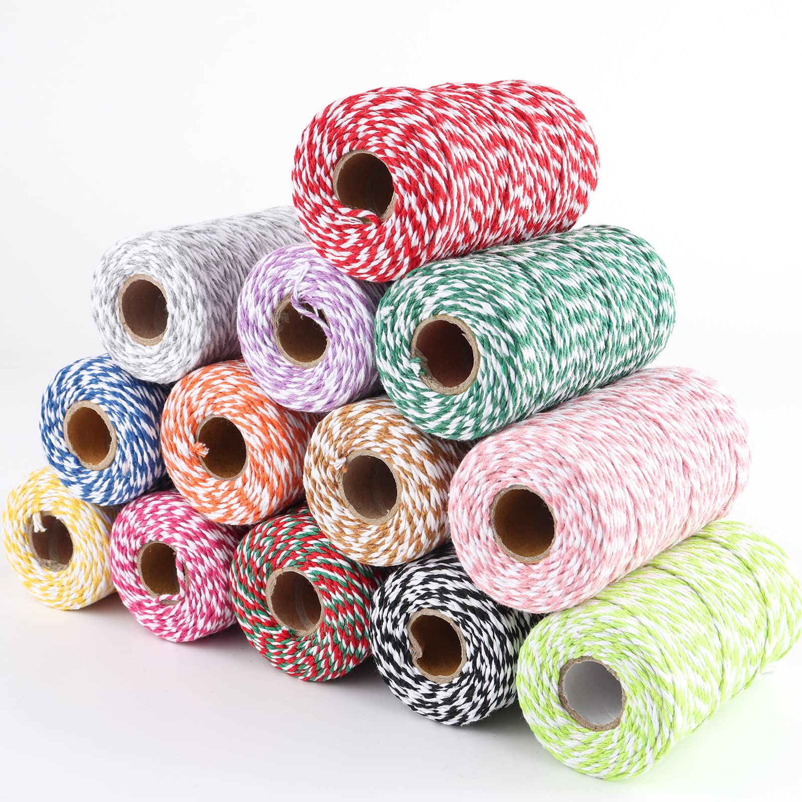 22 rotoli di filo di canapa in cotone, intrecciato, scintillante per legare biglietti o imballare regali, artigianato, confezioni natalizie, decorazioni per la casa ed etichette (22