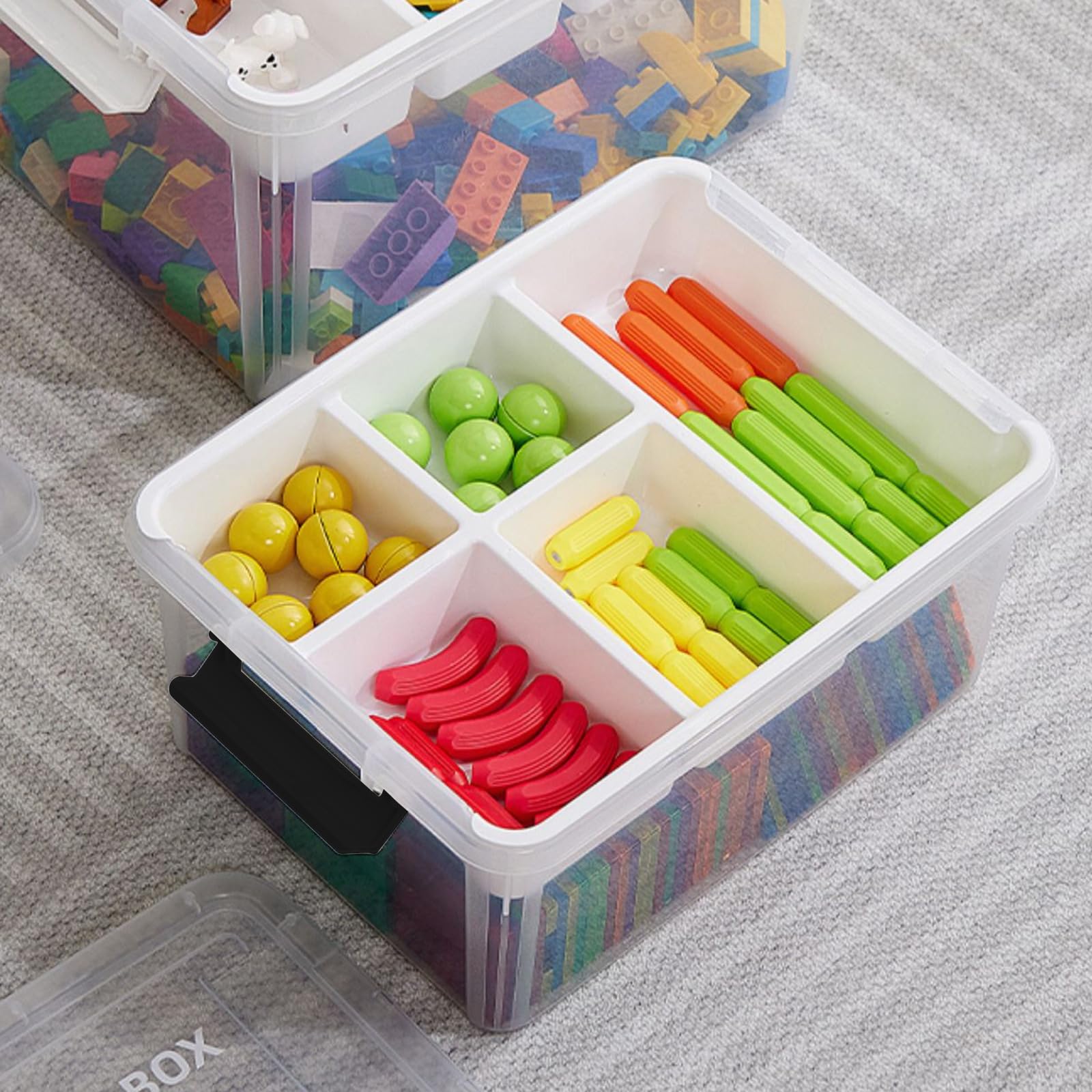 Caja de almacenamiento de plástico con bandeja extraíble, organizadores de manualidades transparentes y contenedores de almacenamiento de 17 cuartos de galón para suministros de arte y